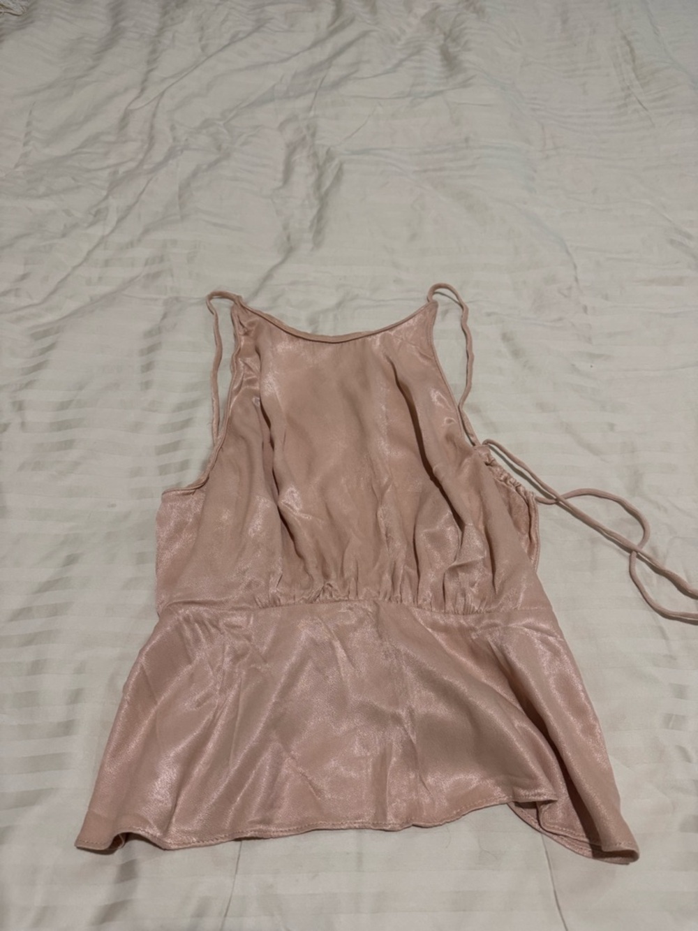 Zara Satin Peplum Cami - Blush